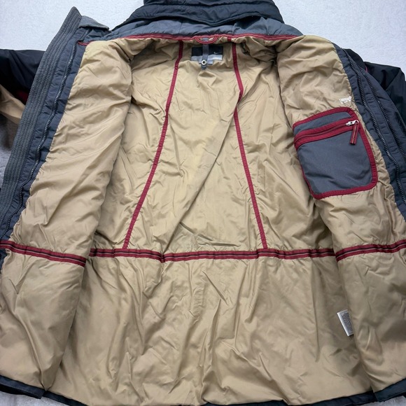 Nike XXL Mens Hooded Padded Puffer Winter Jacket Coat Black Red Khaki Stripe - Picture 7 of 9